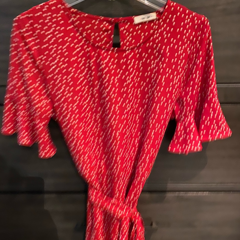 White and red polka dot blouse